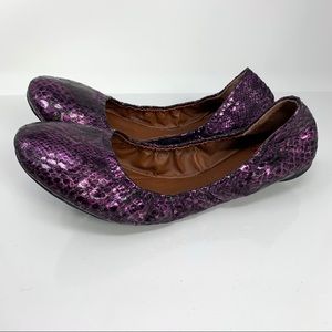 Lucky Brand Emmie purple snake flats 10